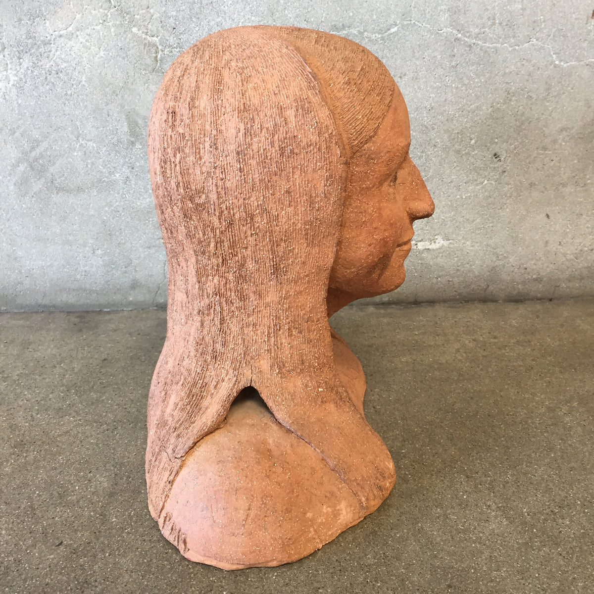 Folk Art Woman Bust Sculpture