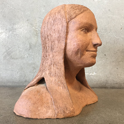 Folk Art Woman Bust Sculpture