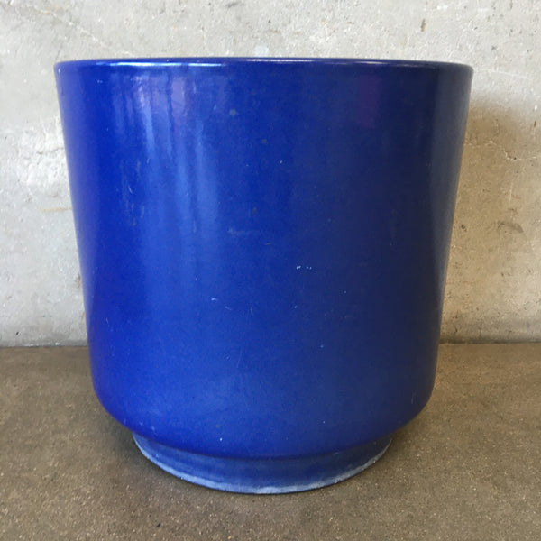 Large Mid Century US Pottery Blue Pot