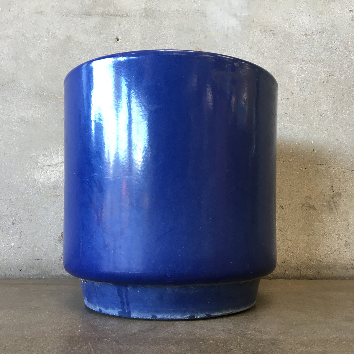 Large Mid Century US Pottery Blue Pot