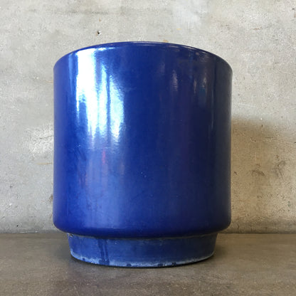 Large Mid Century US Pottery Blue Pot