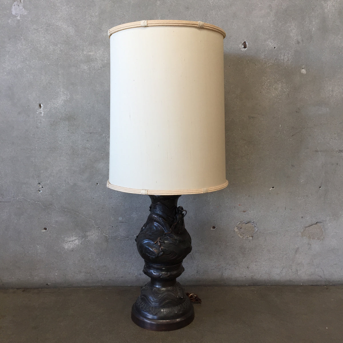 Vintage Japanese Bronze Dragon Tall Lamp