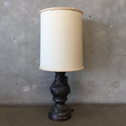 Vintage Japanese Bronze Dragon Tall Lamp