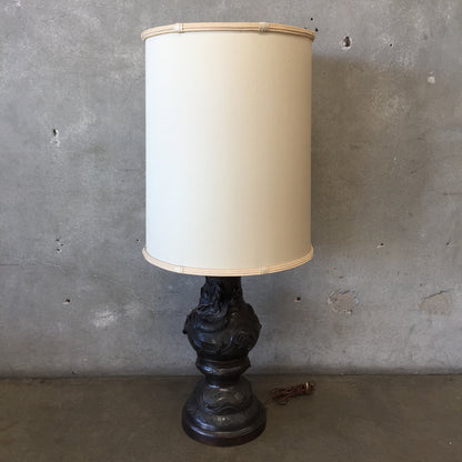 Vintage Japanese Bronze Dragon Tall Lamp