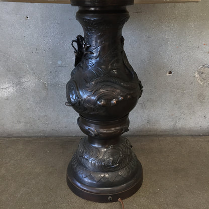 Vintage Japanese Bronze Dragon Tall Lamp