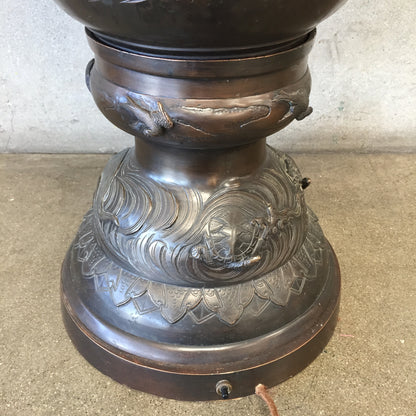 Vintage Japanese Bronze Dragon Tall Lamp