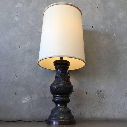 Vintage Japanese Bronze Dragon Tall Lamp