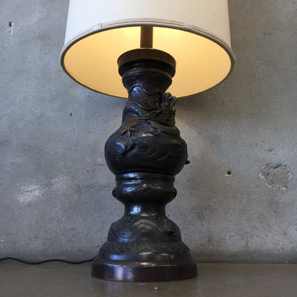 Vintage Japanese Bronze Dragon Tall Lamp