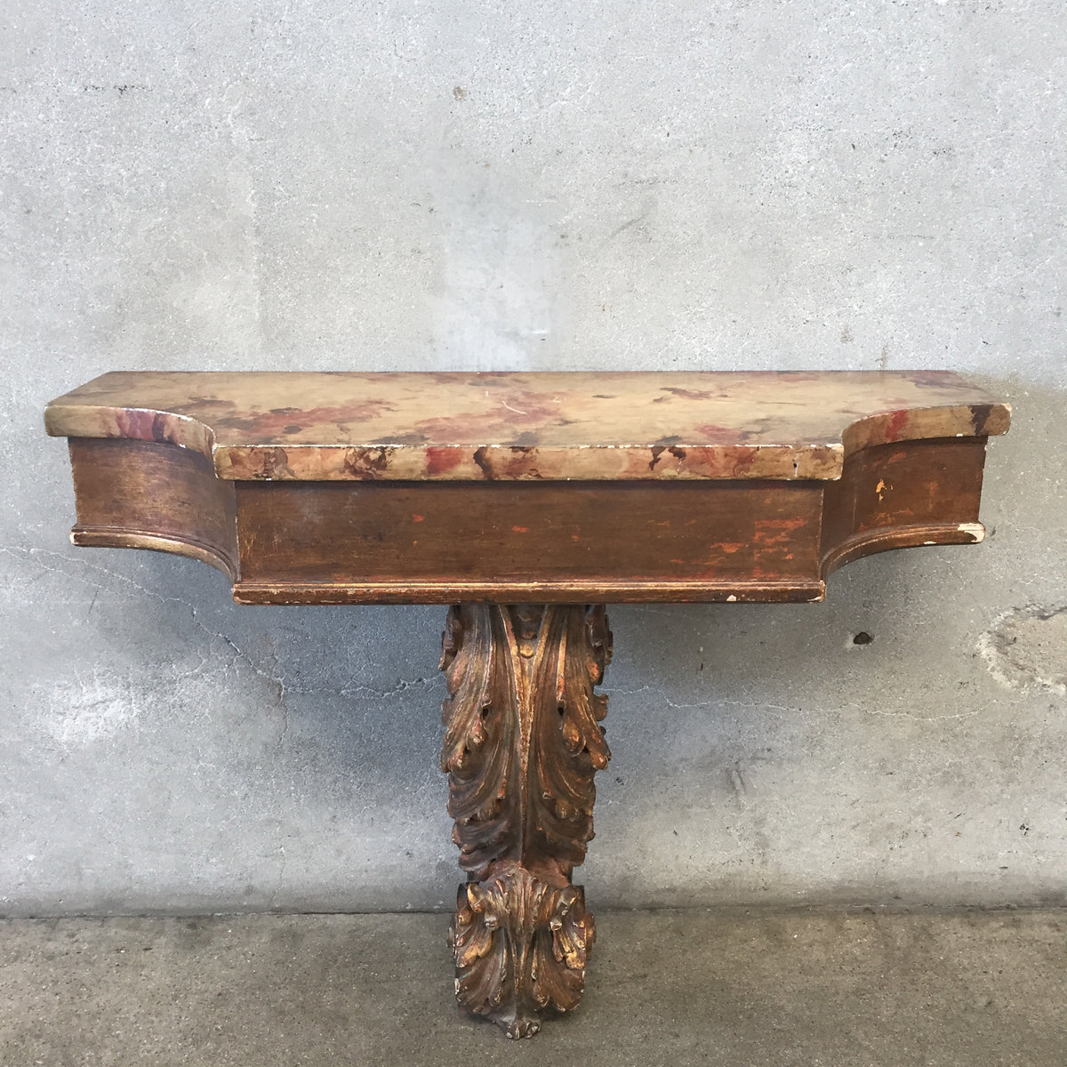Vintage Wood Wall Carved Console