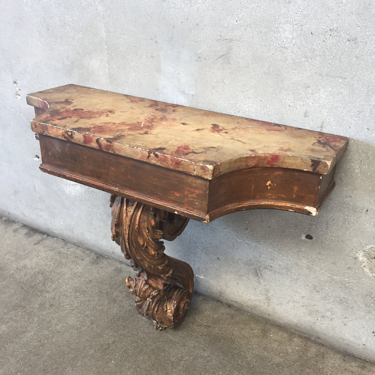 Vintage Wood Wall Carved Console