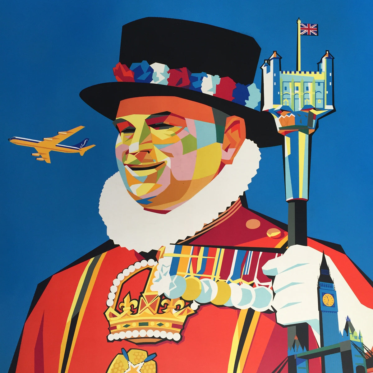 Vintage Travel Poster Sabena Belgian World Airlines London