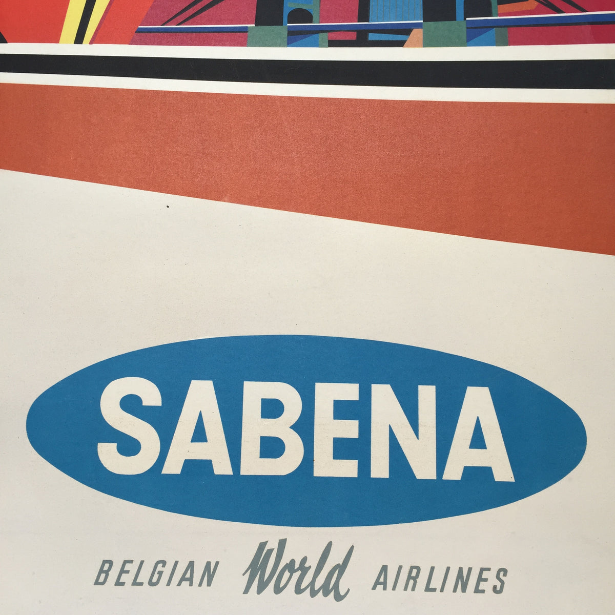 Vintage Travel Poster Sabena Belgian World Airlines London