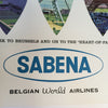 Vintage Sabena New York to Brussels Belgian World Airlines Travel Poster