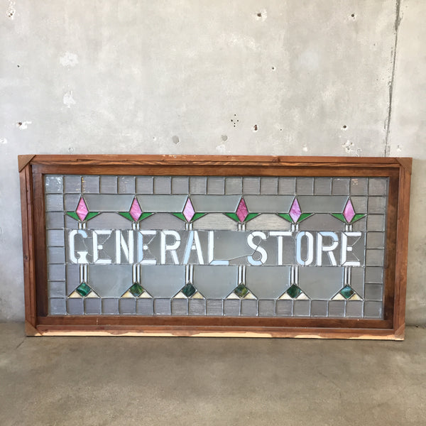 Vintage Stain Glass Framed General Store Sign