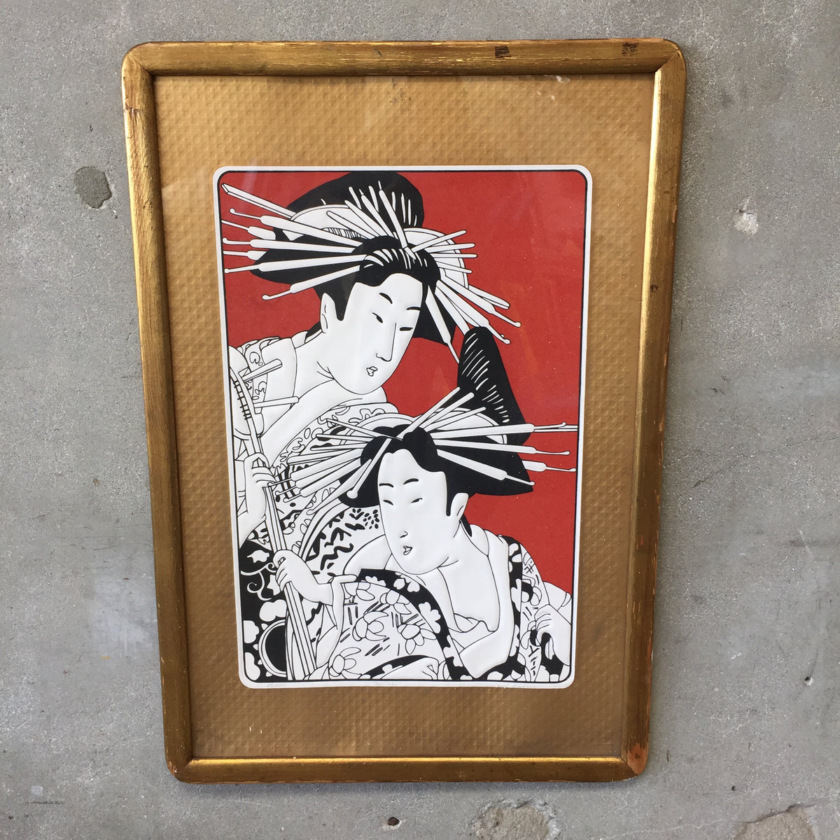 Vintage Framed Geisha Poster