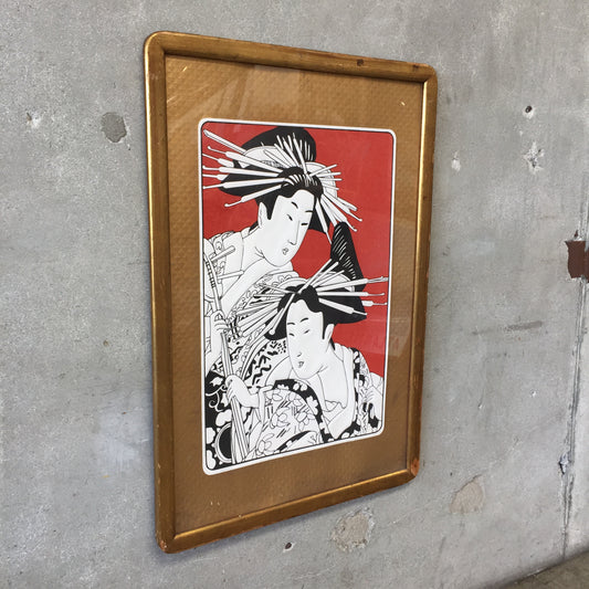Vintage Framed Geisha Poster