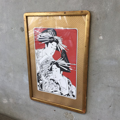 Vintage Framed Geisha Poster