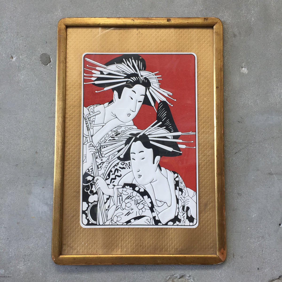 Vintage Framed Geisha Poster