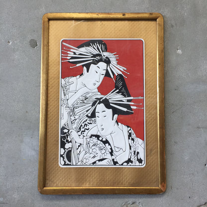 Vintage Framed Geisha Poster