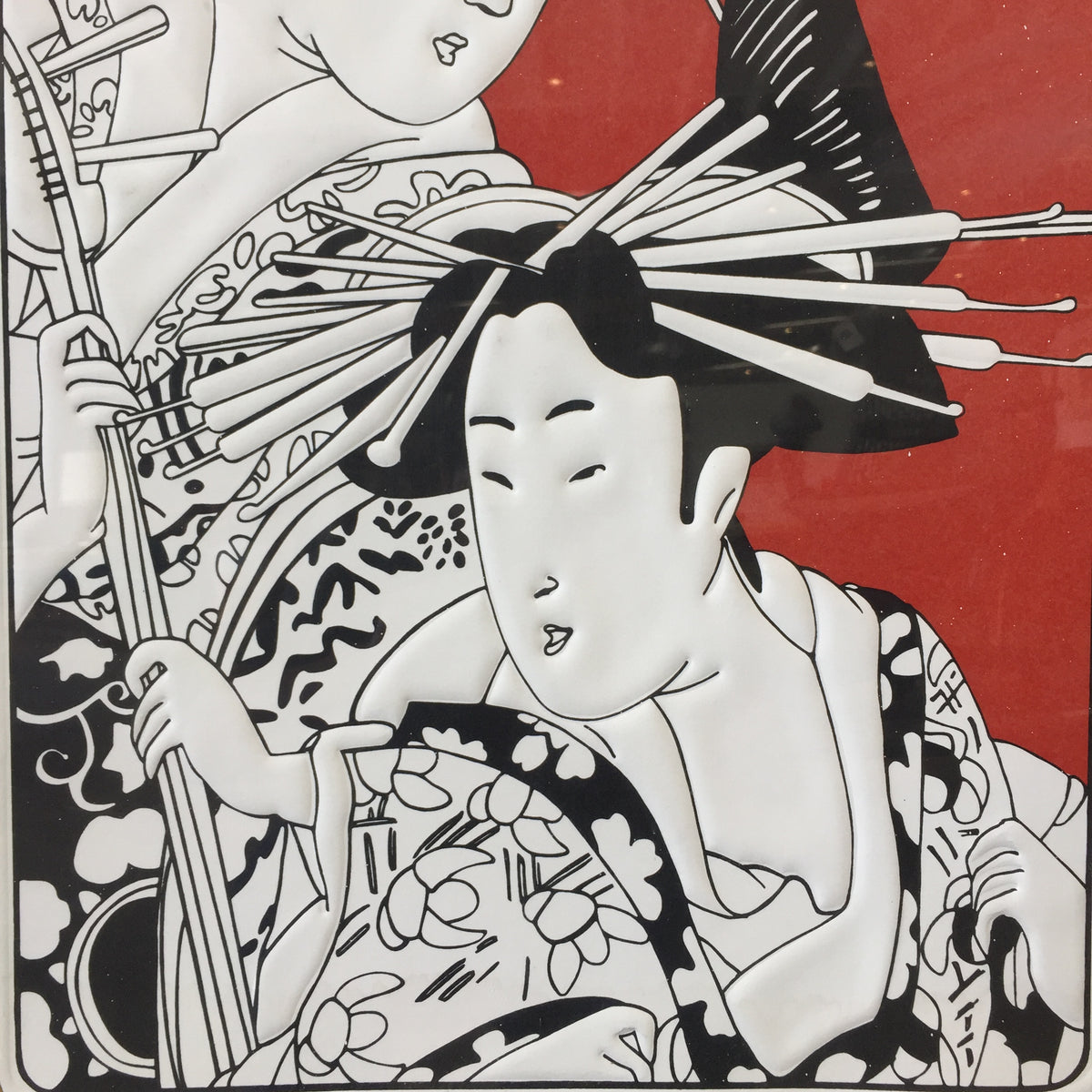 Vintage Framed Geisha Poster