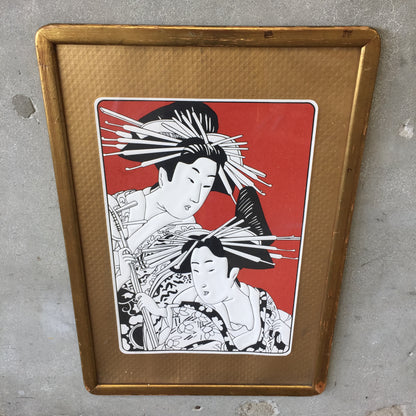 Vintage Framed Geisha Poster