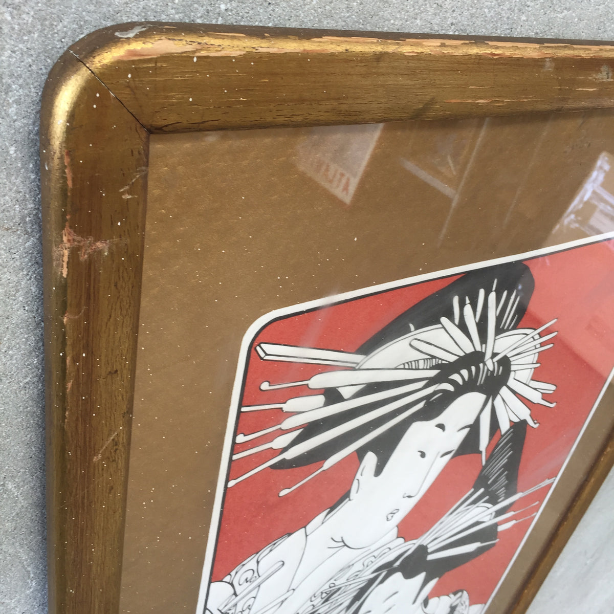 Vintage Framed Geisha Poster