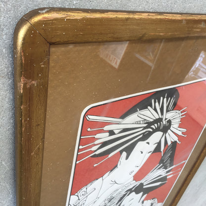 Vintage Framed Geisha Poster