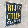 Vintage Blue Chip Stamps Double Sided Metal Sign