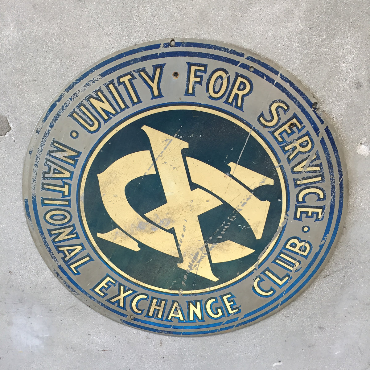 Vintage Rustic National Exchange Club Sign