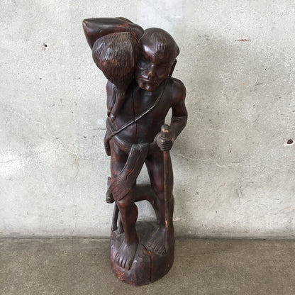 Vintage Wood Hunter Sculpture