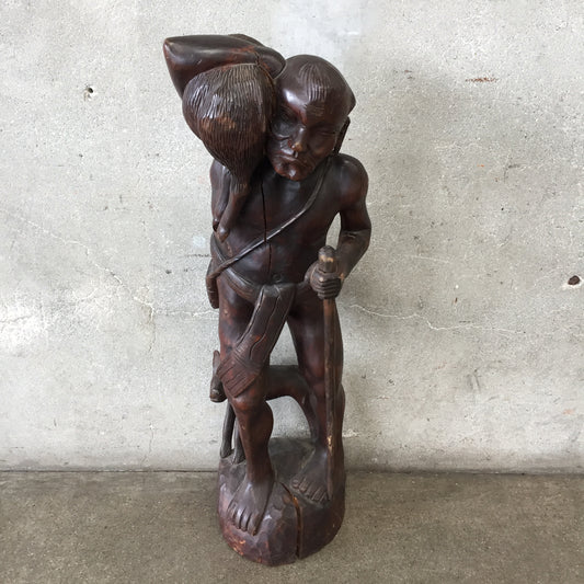 Vintage Wood Hunter Sculpture