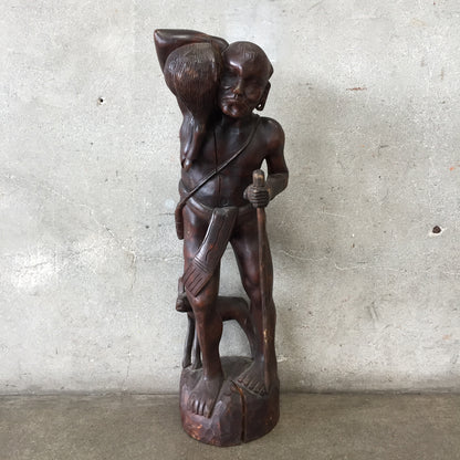 Vintage Wood Hunter Sculpture