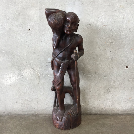 Vintage Wood Hunter Sculpture