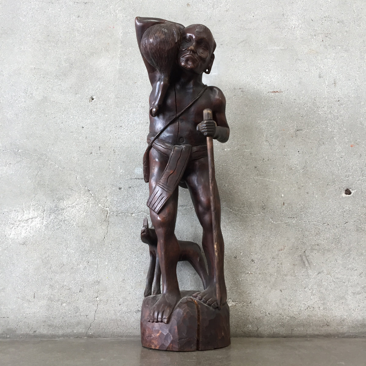 Vintage Wood Hunter Sculpture