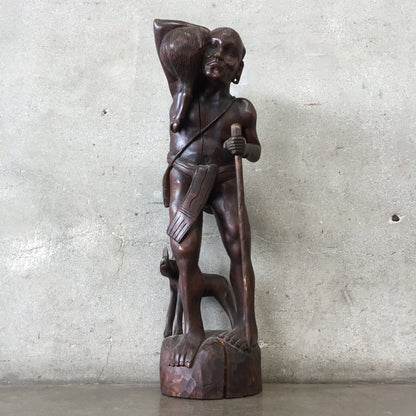 Vintage Wood Hunter Sculpture