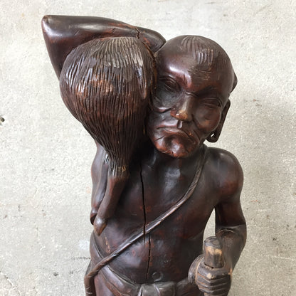 Vintage Wood Hunter Sculpture