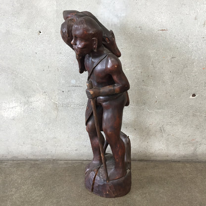 Vintage Wood Hunter Sculpture