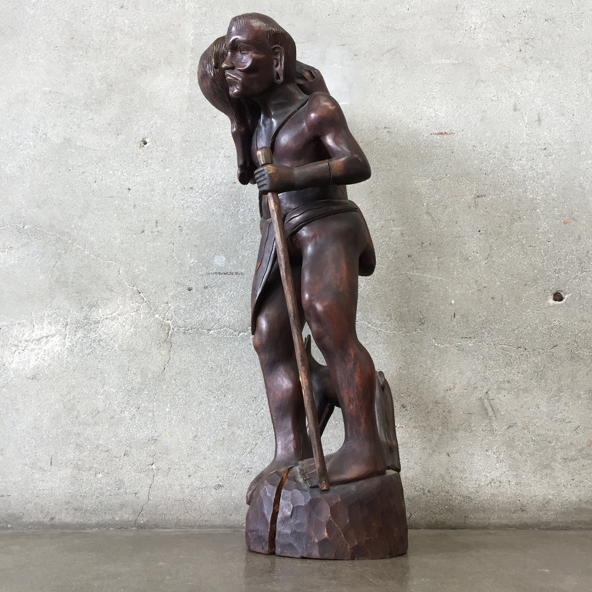 Vintage Wood Hunter Sculpture