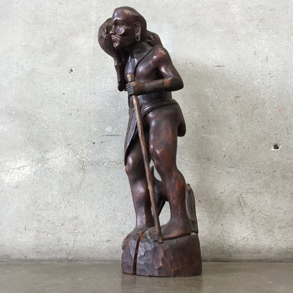 Vintage Wood Hunter Sculpture
