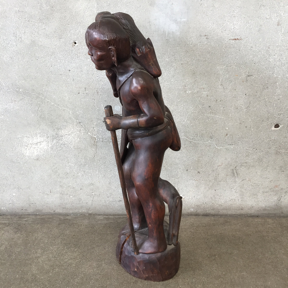 Vintage Wood Hunter Sculpture
