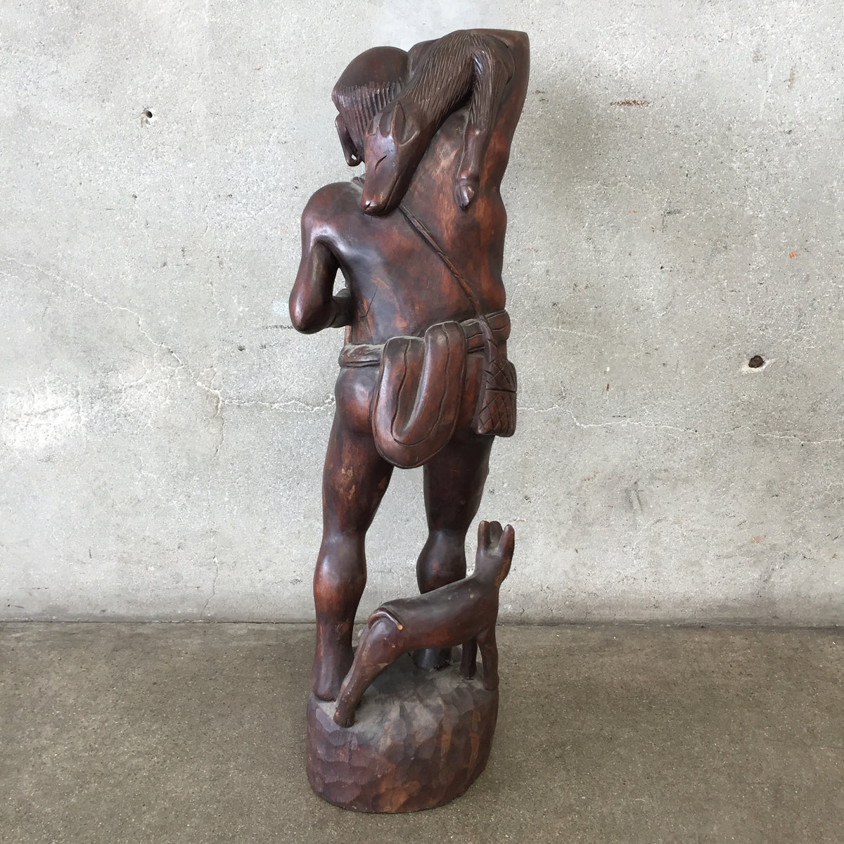 Vintage Wood Hunter Sculpture