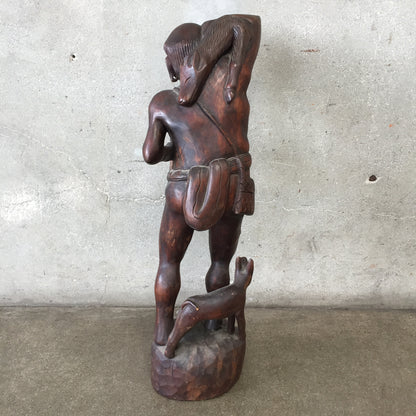Vintage Wood Hunter Sculpture