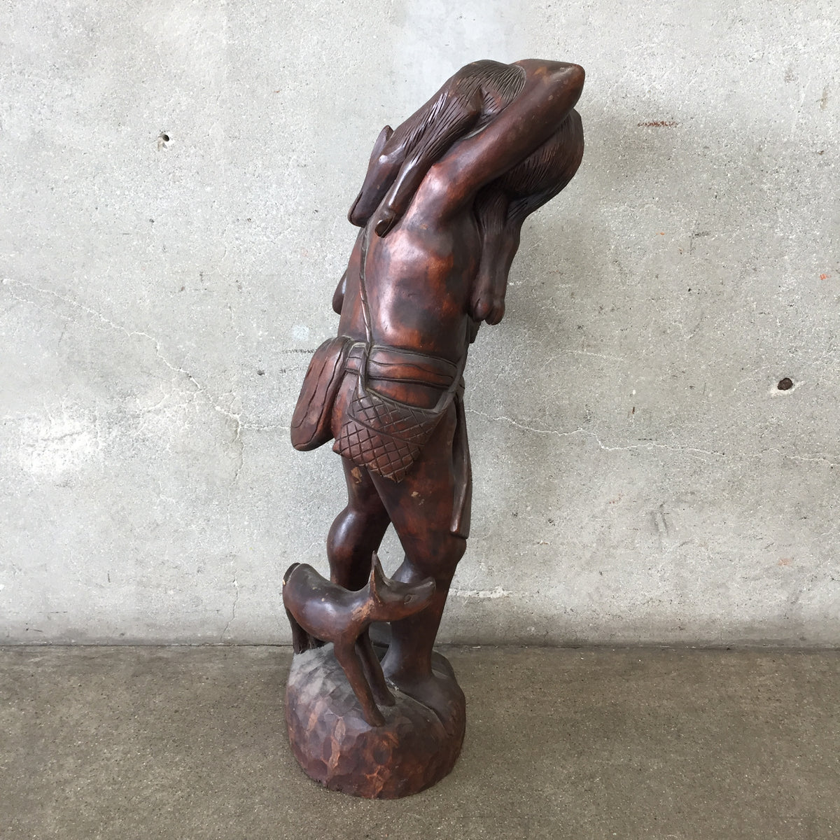 Vintage Wood Hunter Sculpture