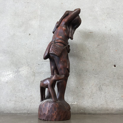 Vintage Wood Hunter Sculpture