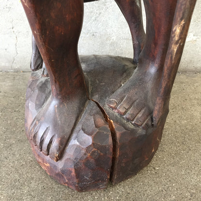 Vintage Wood Hunter Sculpture